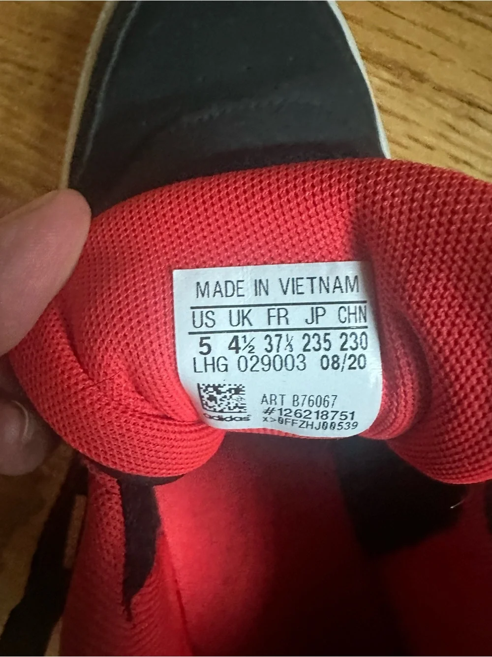 adidas Black Sneakers with Red Lining and White Stripes
